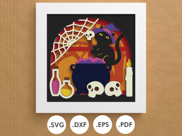 Download Shadowbox Witch Cat Brewing Potion - Premium Resources