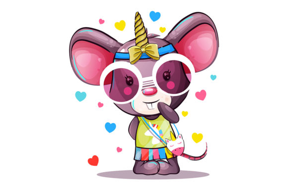 Download Baby Cartoon Mouse in Unicorn Costume - Cartoon Collection