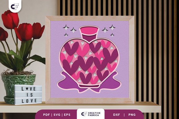 Download Potion Bottle Heart Shape 3D Shadow Box - Premium Resources